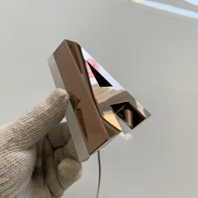 روز الذهب مرآة الخلفية الفولاذ المقاوم للصدأ رسائل علامة معدنية مضادة للصدأ بإضاءة خلفية