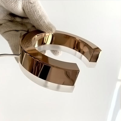 روز الذهب مرآة الخلفية الفولاذ المقاوم للصدأ رسائل علامة معدنية مضادة للصدأ بإضاءة خلفية