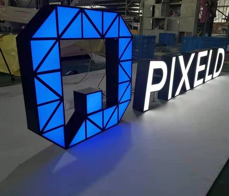 خلفية معدنية ذات إضاءة خلفية لواجهة المحل تسجيل ديكور متجر بسماكة 10 سم