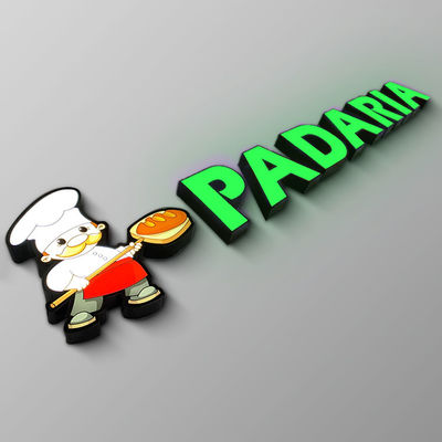 IP65 تنقش واجهة محل أكريليك علامة معدنية مضيئة شعار إلكتروني