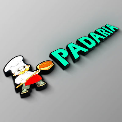 IP65 تنقش واجهة محل أكريليك علامة معدنية مضيئة شعار إلكتروني