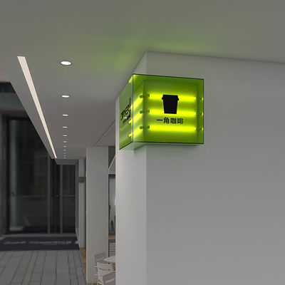 الاكريليك اتجاهي بقيادة مقهى بناء علامة ضوء مربع للماء