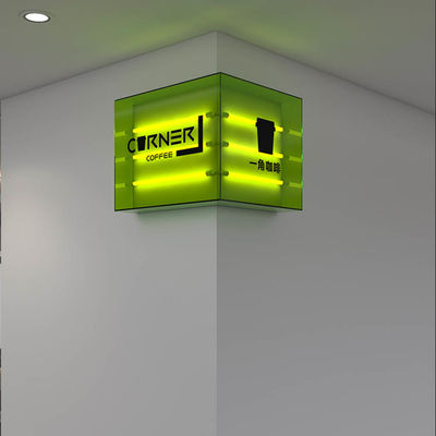 الاكريليك اتجاهي بقيادة مقهى بناء علامة ضوء مربع للماء